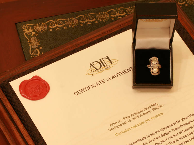 Art Deco pearl diamond engagement ring sapphire (image 13 of 14)